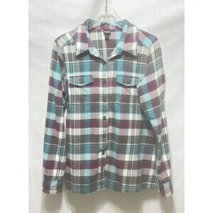 Patagonia Organic Cotton Womens Size 8 Plaid Flannel Hiking Outdoors Mountains